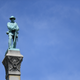 A statue of a Confederate soldier stands high above the crowd during a dedication ceremony in Brandenburg, Kentucky, U.S. May 29, 2017 for a Civil War Confederate Soldier Memorial recently removed from the campus of the University of Louisville. REUTERS/Bryan Woolston - RTX385EG